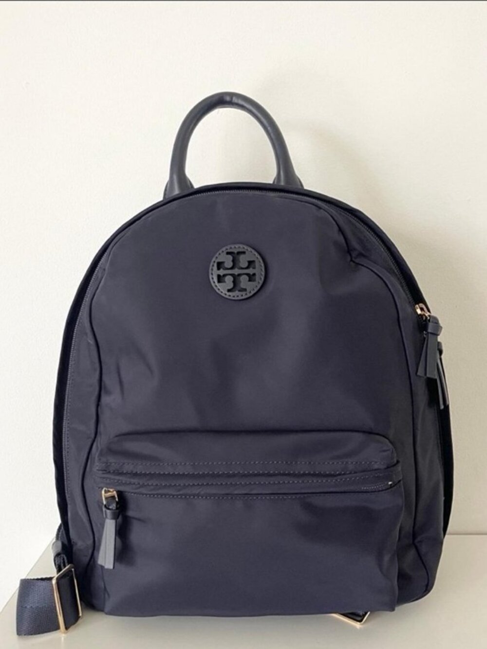 Tory Burch Navy Blue Nylon Backpack w/ Double T Logo
